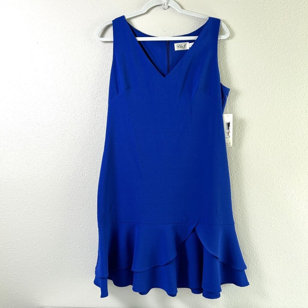 Eliza J Dress Womens Size 12 Blue Ruffle Hem Mini Zipper Back Sleeveless NWT